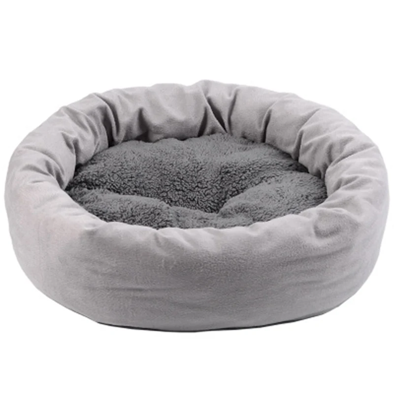 gray-a HEYPET круглые плюшевые кровати для кошек домик для домашних животных мягкий короткий плюшевый коврик для кошек кровать для маленьких собак гнездо для кошек Зимний теплый коврик для домашних животных с подушкой - Цвет: gray-a