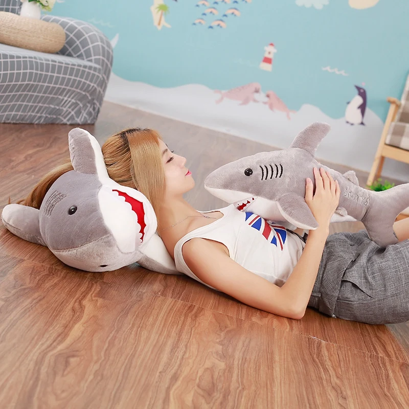 

70-130cm Big Size Soft Plush Shark Dolls Gray Stuffed Animals Pillow Sofa Pillow Kids Toys Children Pillow Girl Birthday Gift