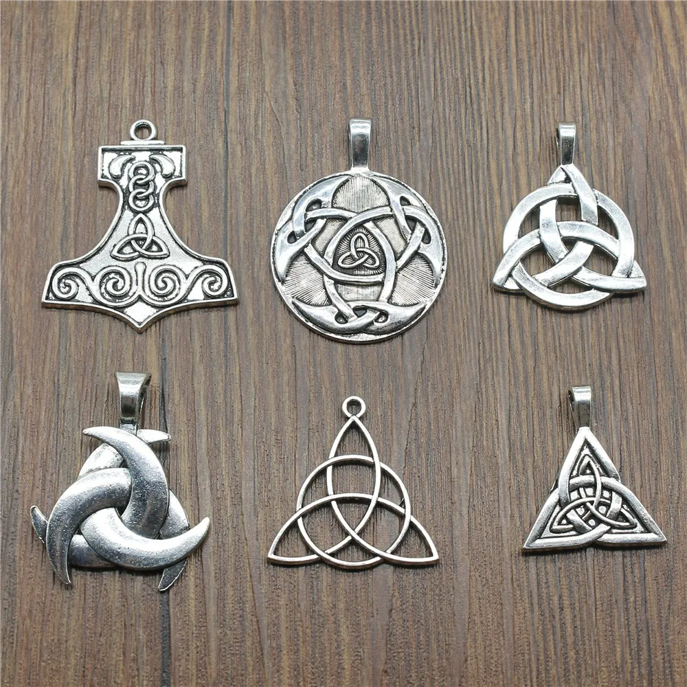 3 шт античные с серебристым Цвет Triquetra Символ Подвески Подвеска для изготовления