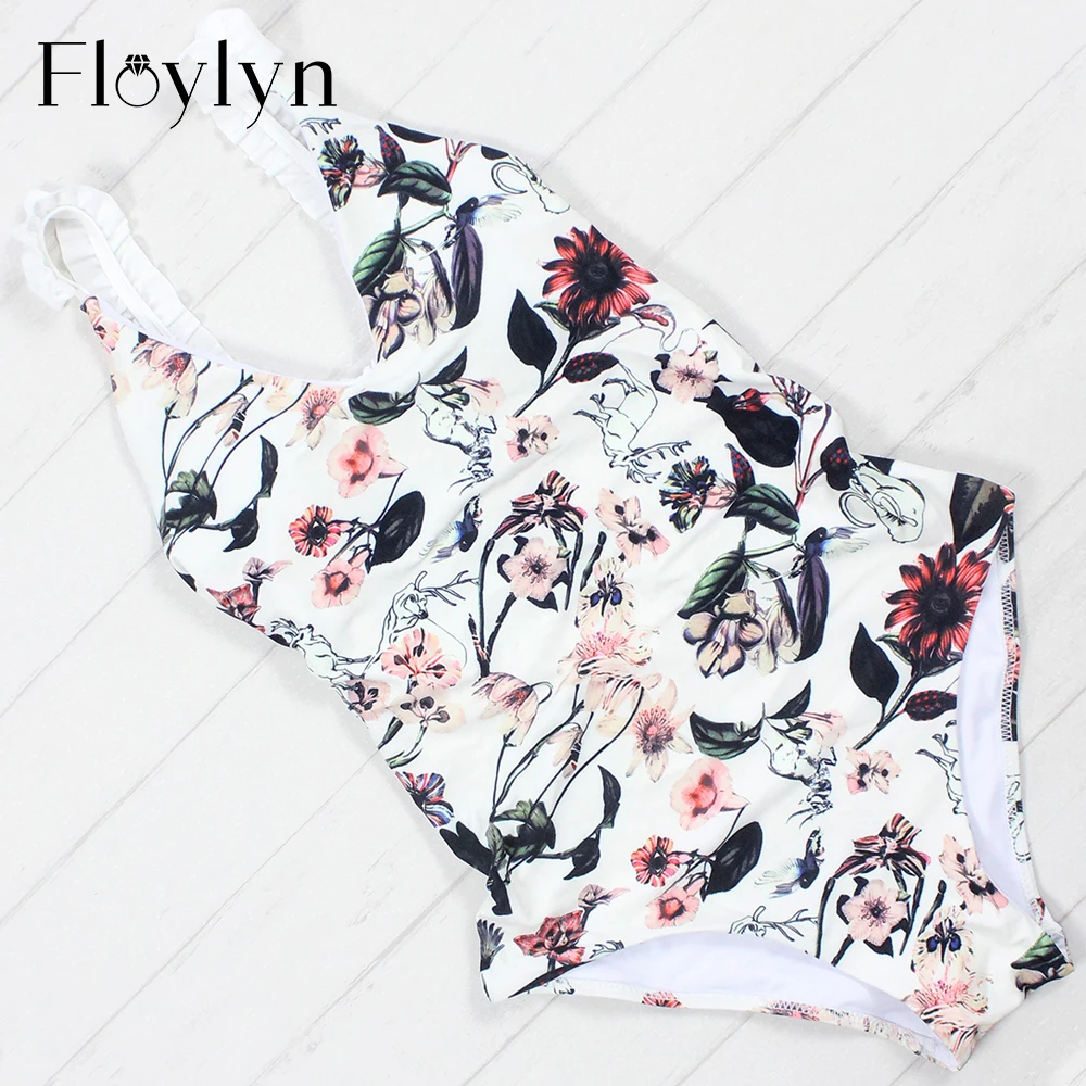 Floylyn сексуальный цветочный Цельный купальник женская одежда для плавания пуш ап