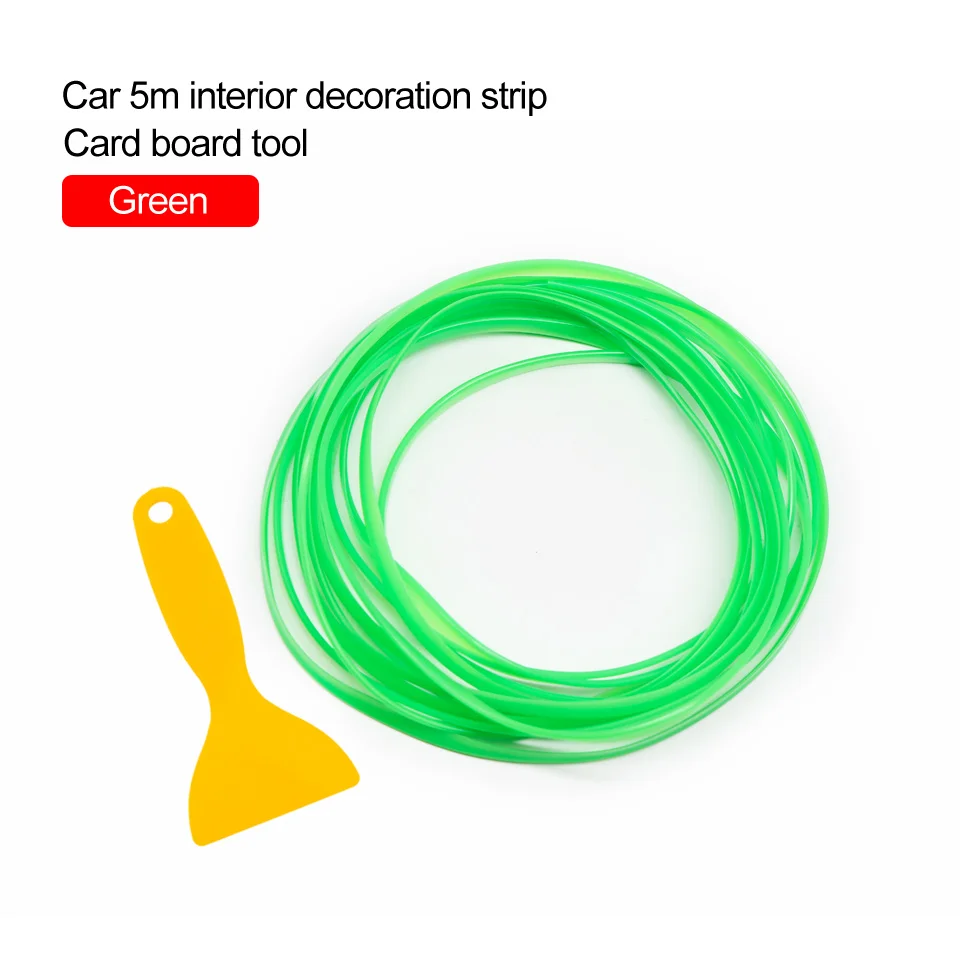 PVC green LOEN 5 м автомобильный Стайлинг полоса для отделки интерьера хром серебристый синий красный формовочная отделка воздушная приборная панель край двери авто аксессуары - Цвет: PVC green