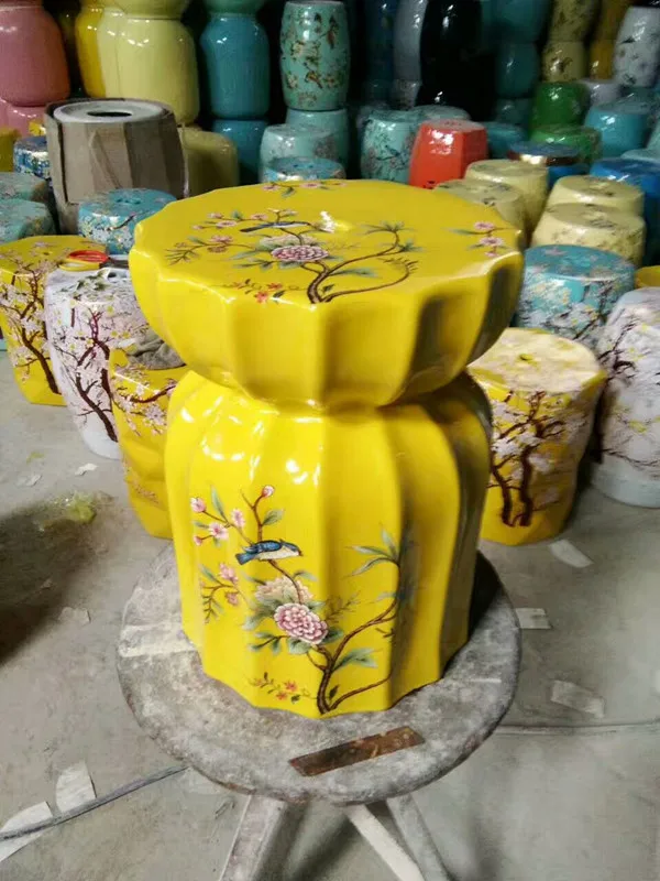 Стул для обуви в китайском стиле с фарфоровым керамическим барабаном | Мебель