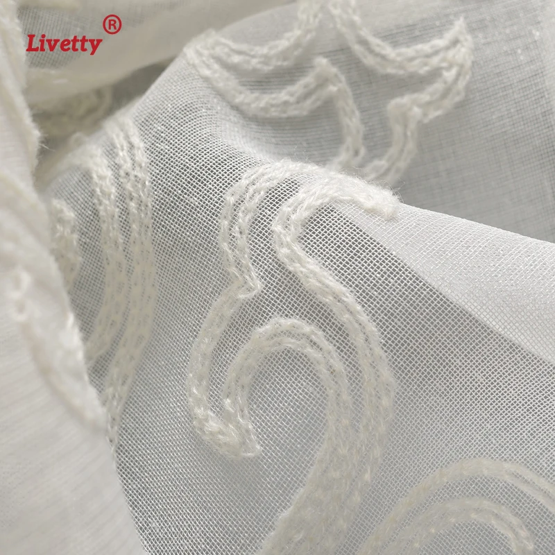 Однотонные белые тюлевые шторы для гостиной вышитые Дамасские занавески спальни