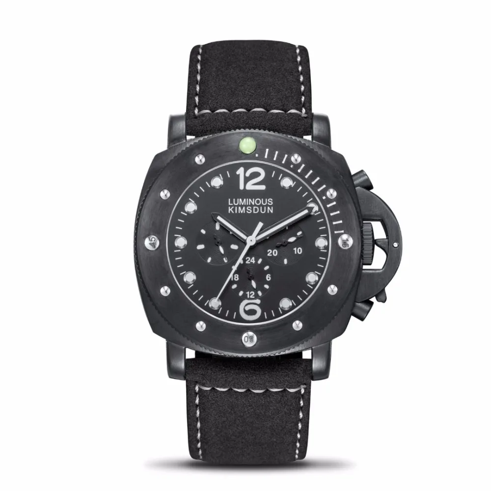 KIMSDUN военные мужские спортивные часы Montre Homme Роскошные автоматические механические часы для мужчин все Subdials работа водонепроницаемый Clcok