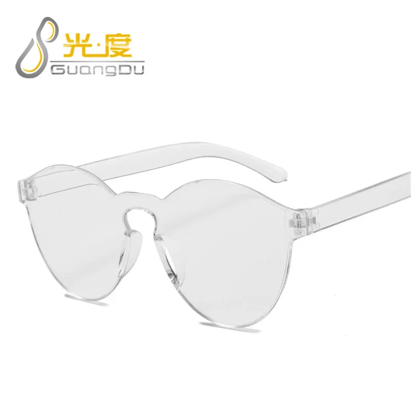 new arrival round orange sunglasses women transparent orange purple frameless sun glasses festival oculos de sol feminino
