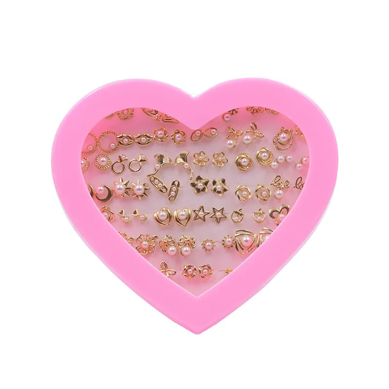 36 пар/компл. жемчужные серьги гвоздики набор сердце подарочная коробка дизайн