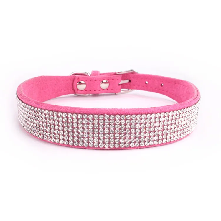 hot pink PipiFren Маленькие кошки ошейники для питомцев аксессуары Стразы товары для щенков ошейники для собак котенок Чихуахуа котенок halsband kedi - Цвет: hot pink