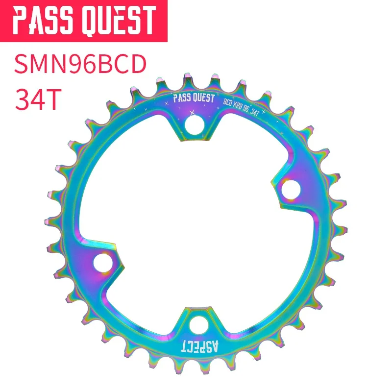 Pass Quest горная велосипедная круглая цепь 96BCD MTB велосипед шатун алюминиевая Звездочка титановое покрытие M7000/M8000/M9000 использование - Цвет: BCD96 34T