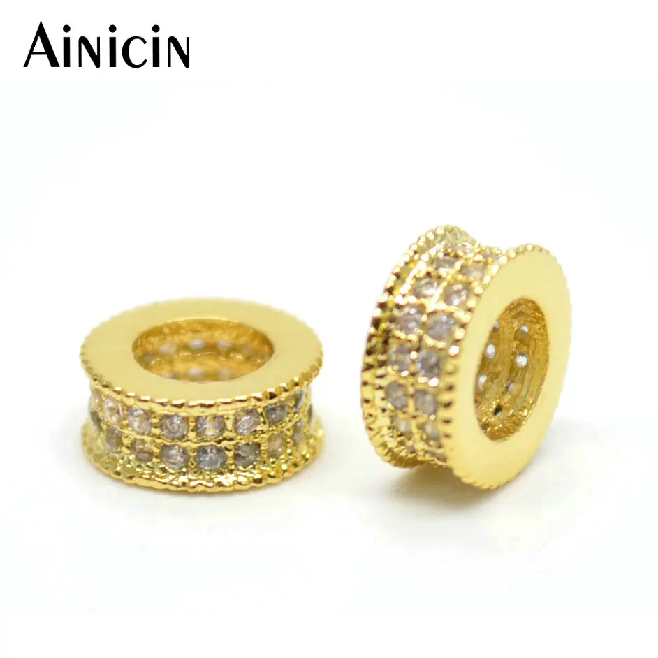 

Ainicin 20pcs Gold Color 4mm Big Hole Roundel Spacer Beads Rhinestone Setting DIY Jewelry Making Findings
