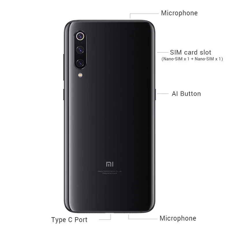 Глобальная версия Xiaomi mi, 9 mi 9, 6 ГБ ОЗУ, 64 Гб ПЗУ, мобильный телефон Snapdragon 855, четыре ядра, 6,39 дюймов, AMOLED, полный экран, 48мп, камера заднего вида