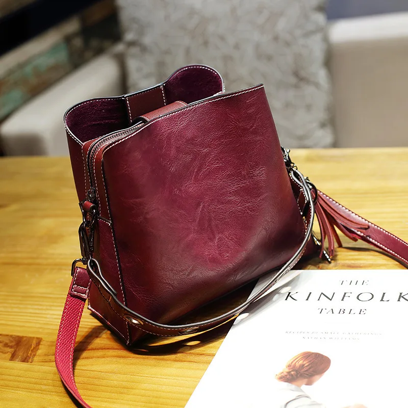 claret-red Винтажные роскошные сумки из натуральной кожи, женские сумки-мессенджеры, женские сумки через плечо от известного бренда Modis Pochette - Цвет: claret-red