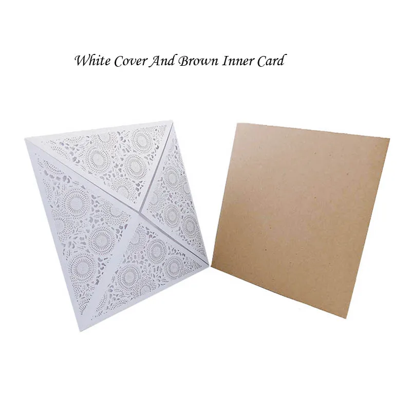 Cover And Inner Card 1 шт., лазерная резка, роскошная Цветочная Свадебная пригласительная открытка, бумага, элегантные кружевные конверты, с принтом, свадебные украшения, вечерние принадлежности - Цвет: Cover And Inner Card