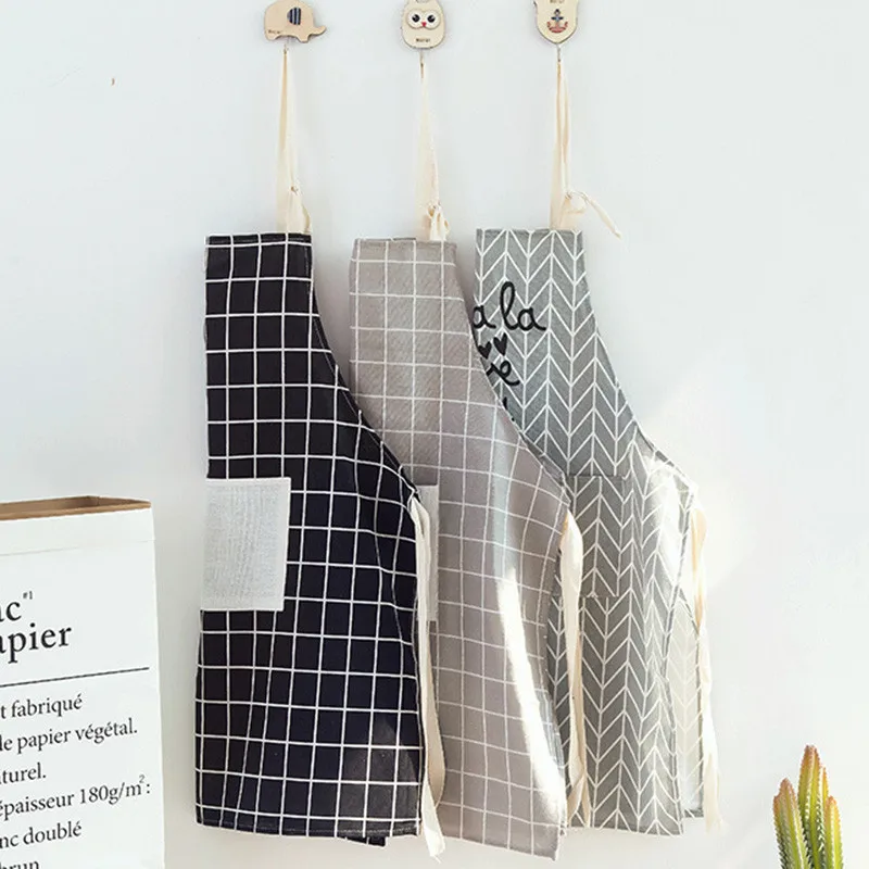 

Cotton Black White Fun Kitchen Apron with Pocket Chef Aprons for Woman Men Adult Home Household Cleaning BBQ Cooking Apron