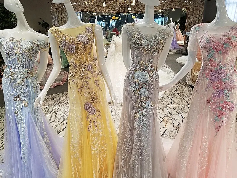 LS00200 Fashion mermaid evening dress zipper back beading appliqued lace formal for wedding prom | Вечерние платья