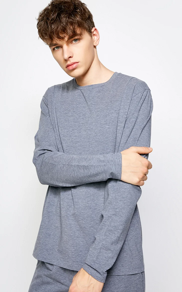 JackJones Весна Осень Мужчины круглый воротник с длинными рукавами Топы домашняя одежда | 2183HE504