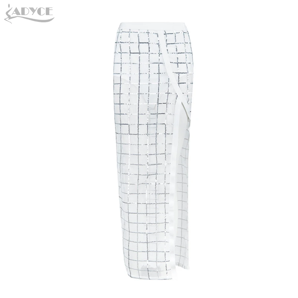 Женская длинная облегающая прозрачная юбка Adyce черные белые вечерние сетчатые