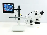 best sale35x 225x hd industry lcd av zoom stereo microscope boom stand av camera led ringlight 8 lcd screen