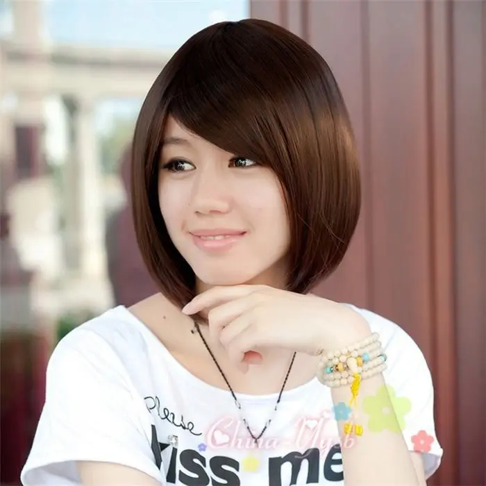 Женская Сексуальная Мода Парики Tilted Длинные Челки Прямые Лпп Стрижка Короткие