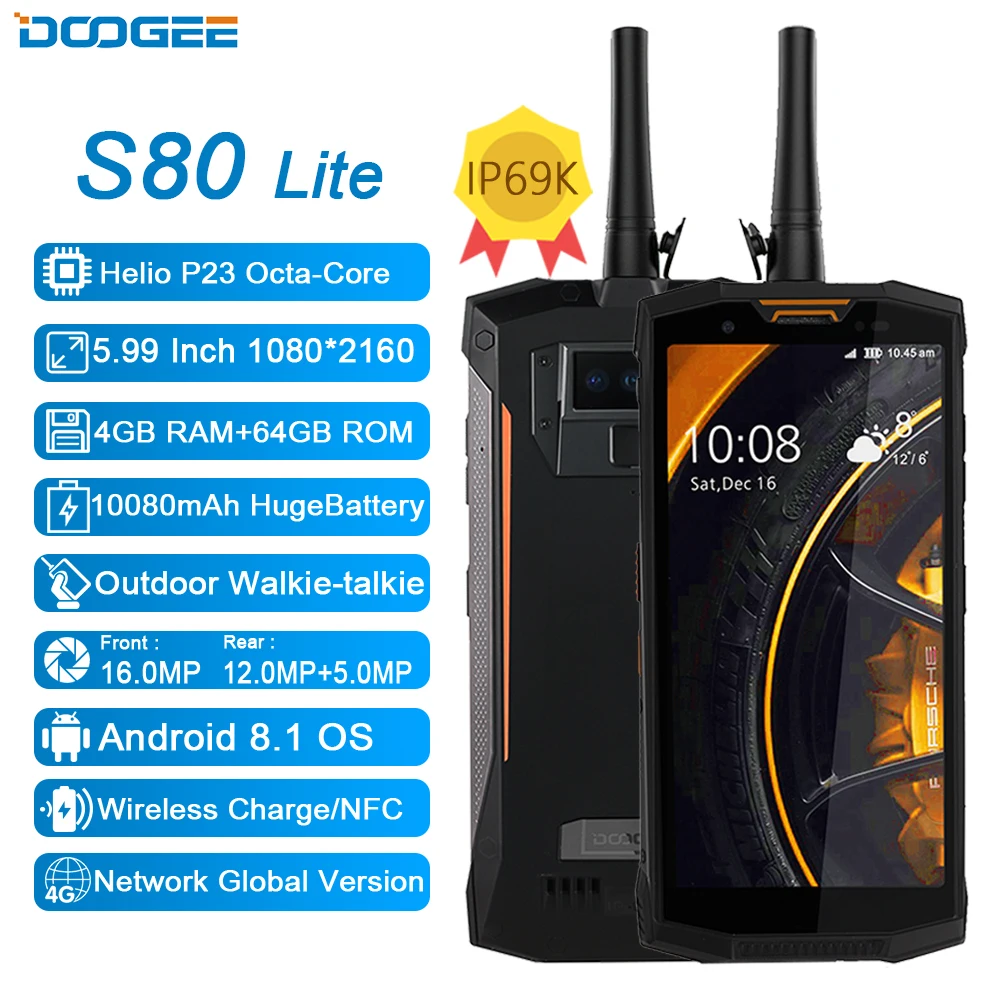 DOOGEE S80 Lite мобильный телефон IP68/IP69K портативная Рация Беспроводная зарядка NFC 10080
