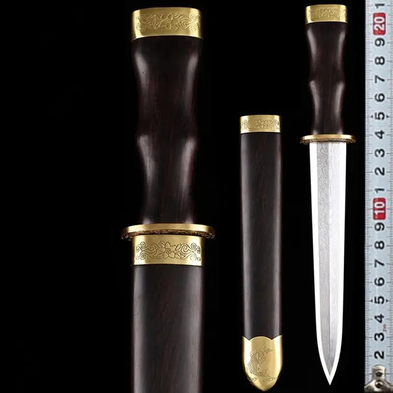 

New Short Chinese Steel Sword Without Cutting Edge Artist Steel Small Knife With Wood Scabbard Can Customize LOGO W070