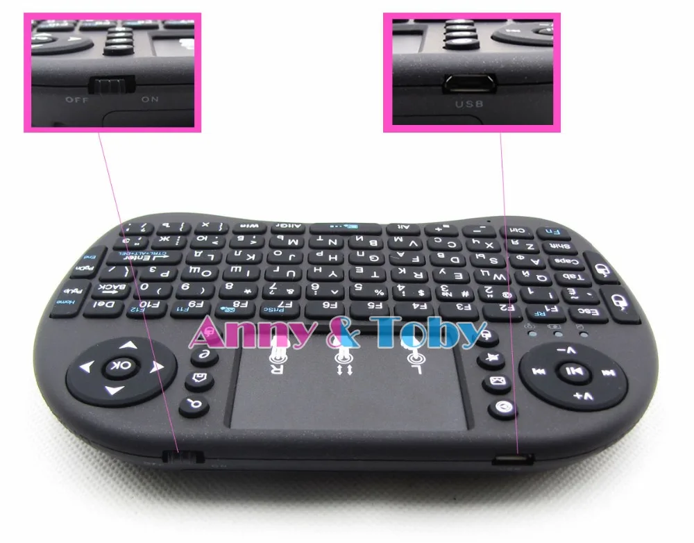 Английский/русский/испанский/португальский/французский язык 2,4 г Raspberry PI 3 Беспроводная клавиатура Air mouse Touchpad для tv BOX Tablet PC