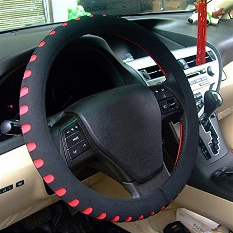 Струйный DIY чехол рулевого колеса автомобиля резиновый из искусственной кожи авто чехол рулевого колеса автомобиля многоцветный серый красный синий