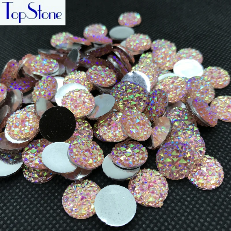 Topstone ярко розовый AB 10 12 14 16 18 мм круглые пайетки из искусственной смолы Стразы