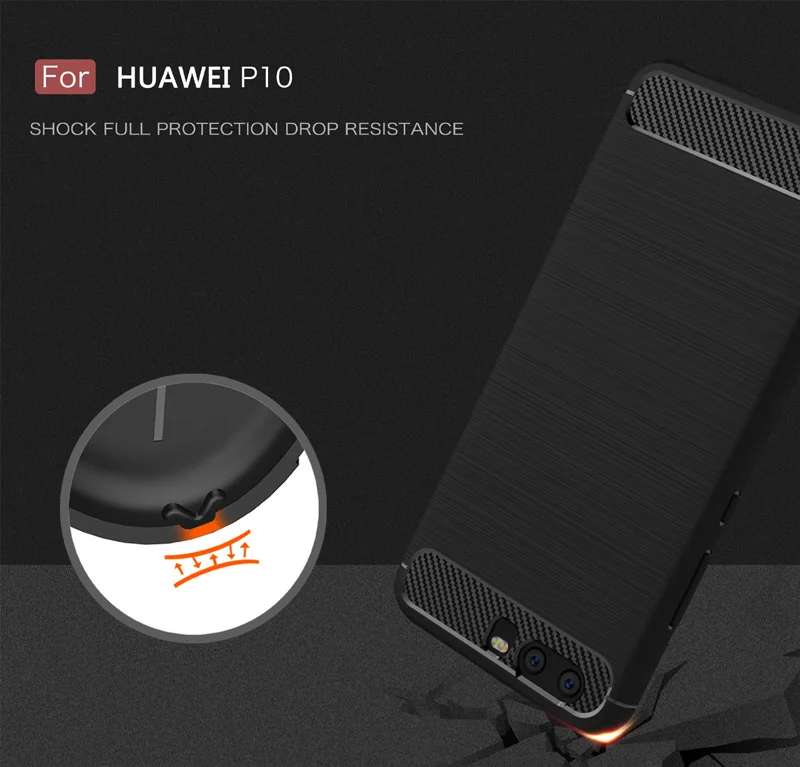Soft Carbon Fiber Cases for Huawei P10 Case Shockproof Armor Fundas Capa Coque Cover Silicone | Мобильные телефоны и