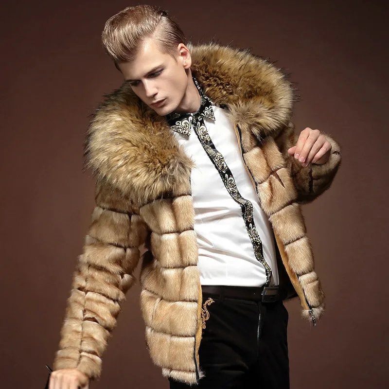 Мужская куртка с искусственным мехом S/3Xl Повседневная Верхняя одежда меховым