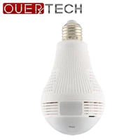 ouertech 360 degree two way audio white light bulb panoramic 960p full color wifi smart bulb camera vr home security camera
