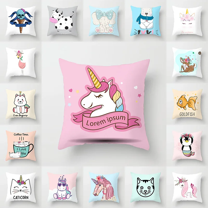 

Mandala Tropical Flamingo Pattern Decorative Pillows Unicorn Cushion Cover Polyester Pillowcase Pillowcover