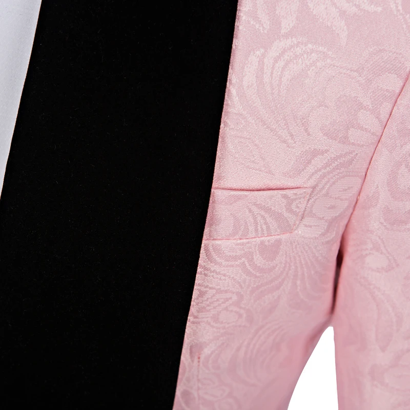 

Groomsmen Black Shawl Lapel Groom Tuxedos Hot Pink Men Suits Wedding Best Man Blazer(Jacket+Pants+Tie+Vest)