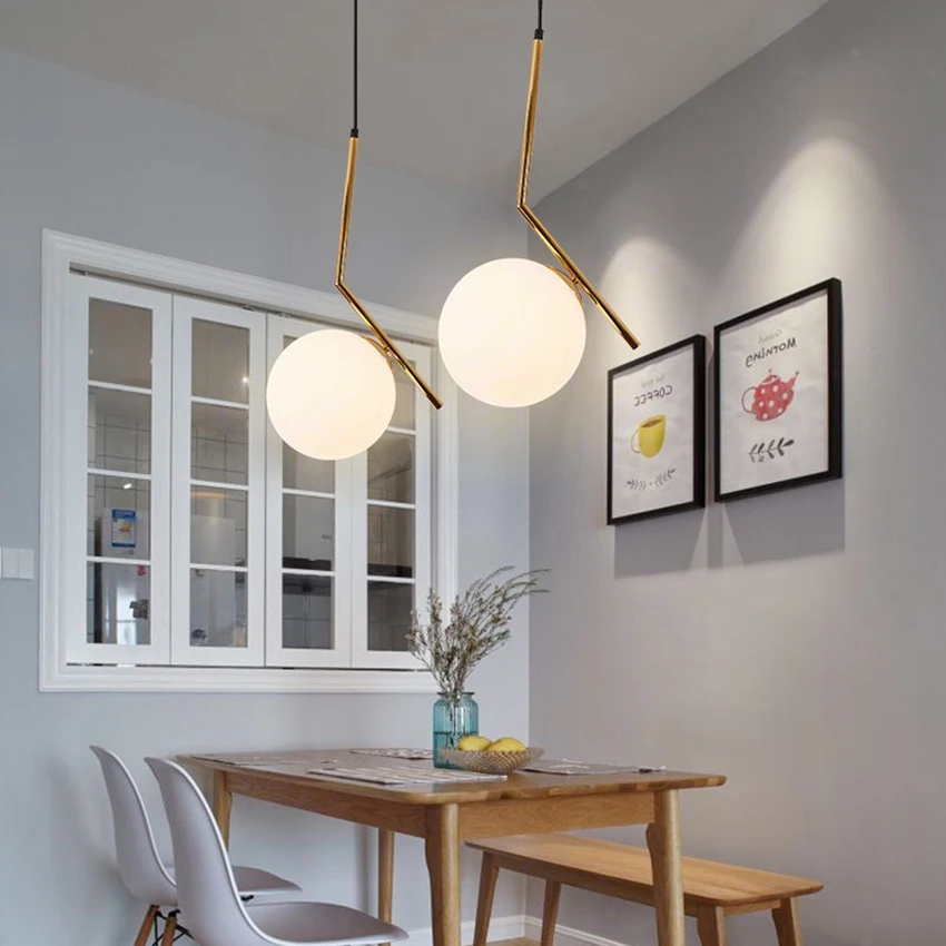 Скандинавские стеклянные шаровые подвесные светильники современный