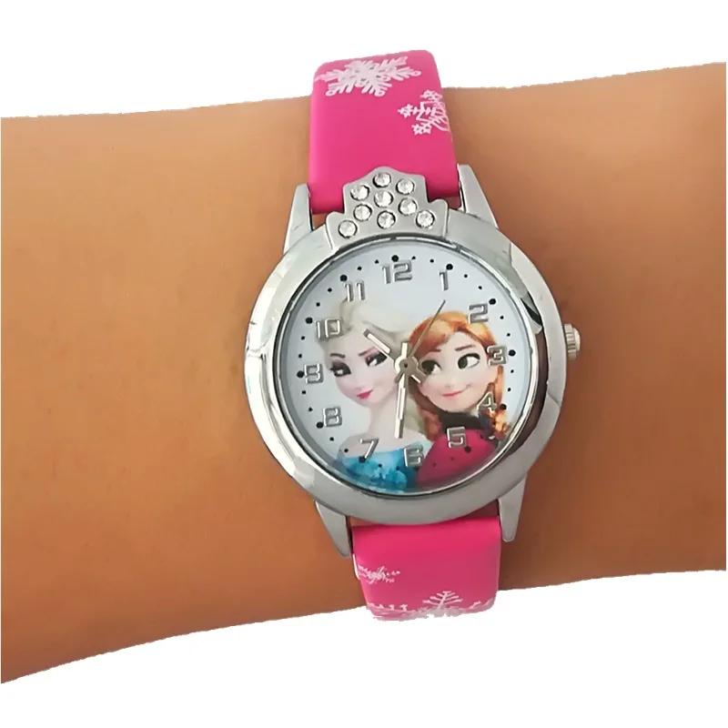 fashion kids children girls boys 3D cartoon snow Queen Princess Watch students sister birthday gift party quartz wrist watches