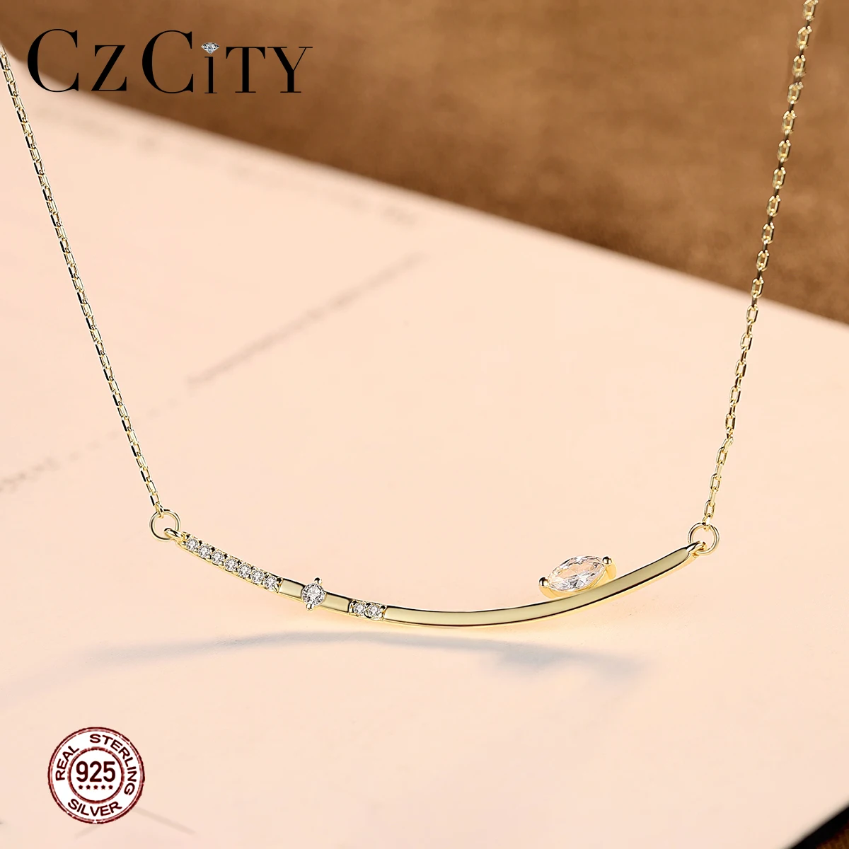 CZCITY, Брендовые однотонные подвески из чистого 925 пробы серебра, ожерелья для женщин, хорошее ювелирное изделие, вечерние ожерелья из серебра, подарки SN0316
