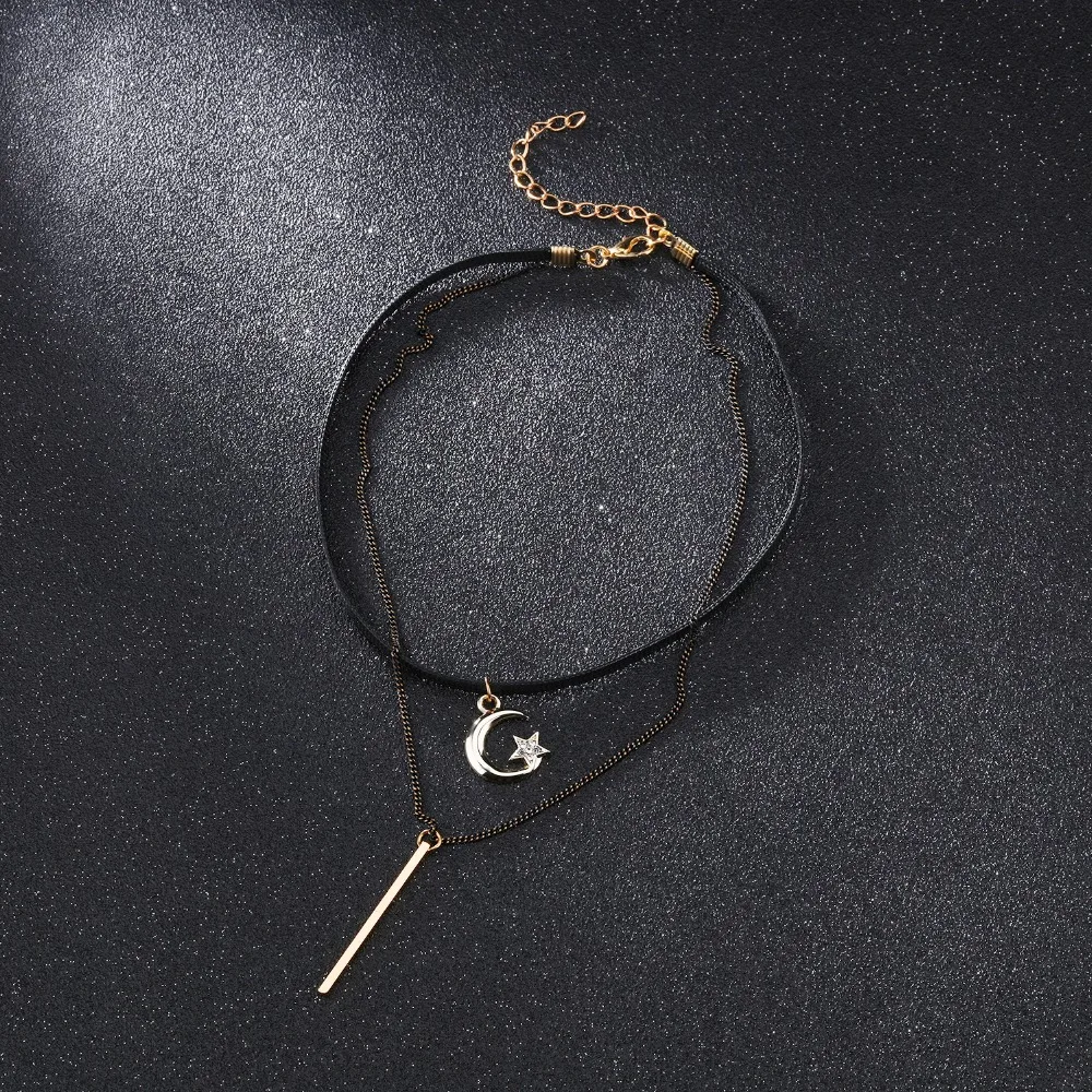 Европейская и американская мода темперамент двойной Moon пятиконечной звезды