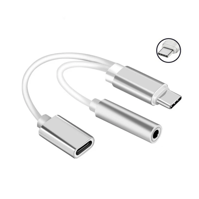2в1 USB C type-C до 3,5 мм разъем для наушников адаптер AUX/сбор данных синхронизации кабель
