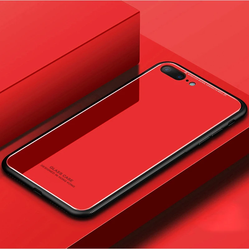 Красный Чехол для iPhone SE Роскошный тонкий глянцевый силиконовый чехол из закаленного стекла для iPhone X 6 6s 7 8 Plus 5s 5 - Цвет: Красный