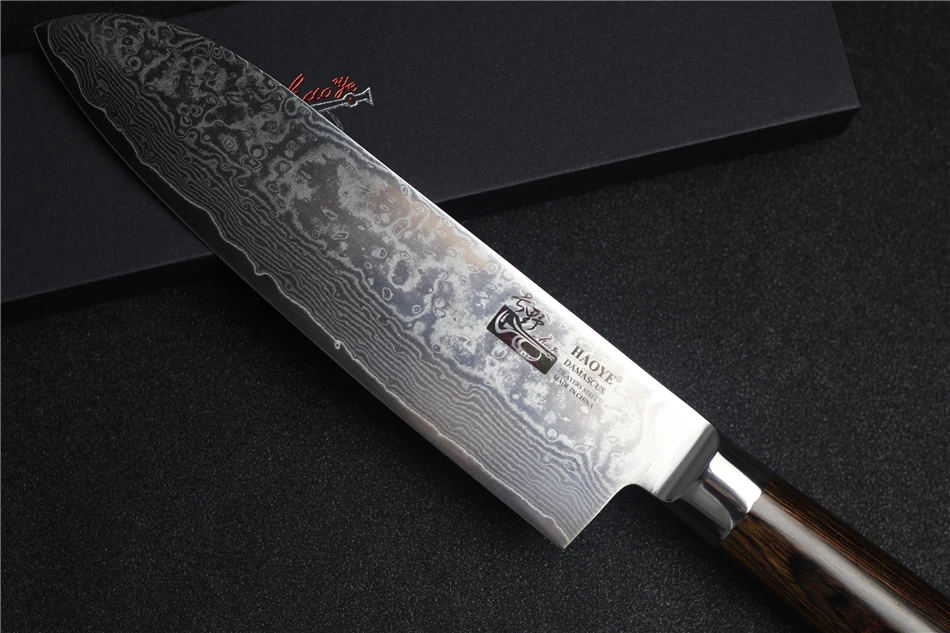 HAOYE 7 дюймов, дамасский нож santoku японский кухонный нож для приготовления пищи перетасовки мясорубки susi резак роскошный подарок на новоселье