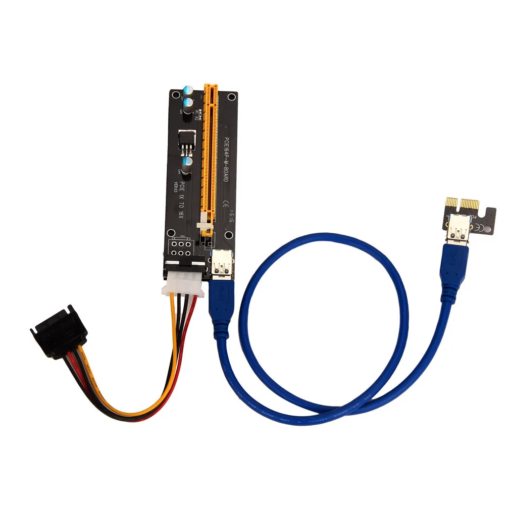 200 шт. PCI E Express Райзер карта 1x до 16x USB 3 0 кабель передачи данных SATA к 4Pin IDE Molex