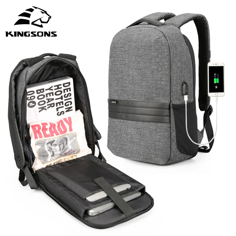 Kingsons сумка для ноутбука 15,6 для мужчин женщин водонепроницаемый Mochila ноутбук 15 дюймов рюкзак для ноутбука повседневный рюкзак с двойным плечом