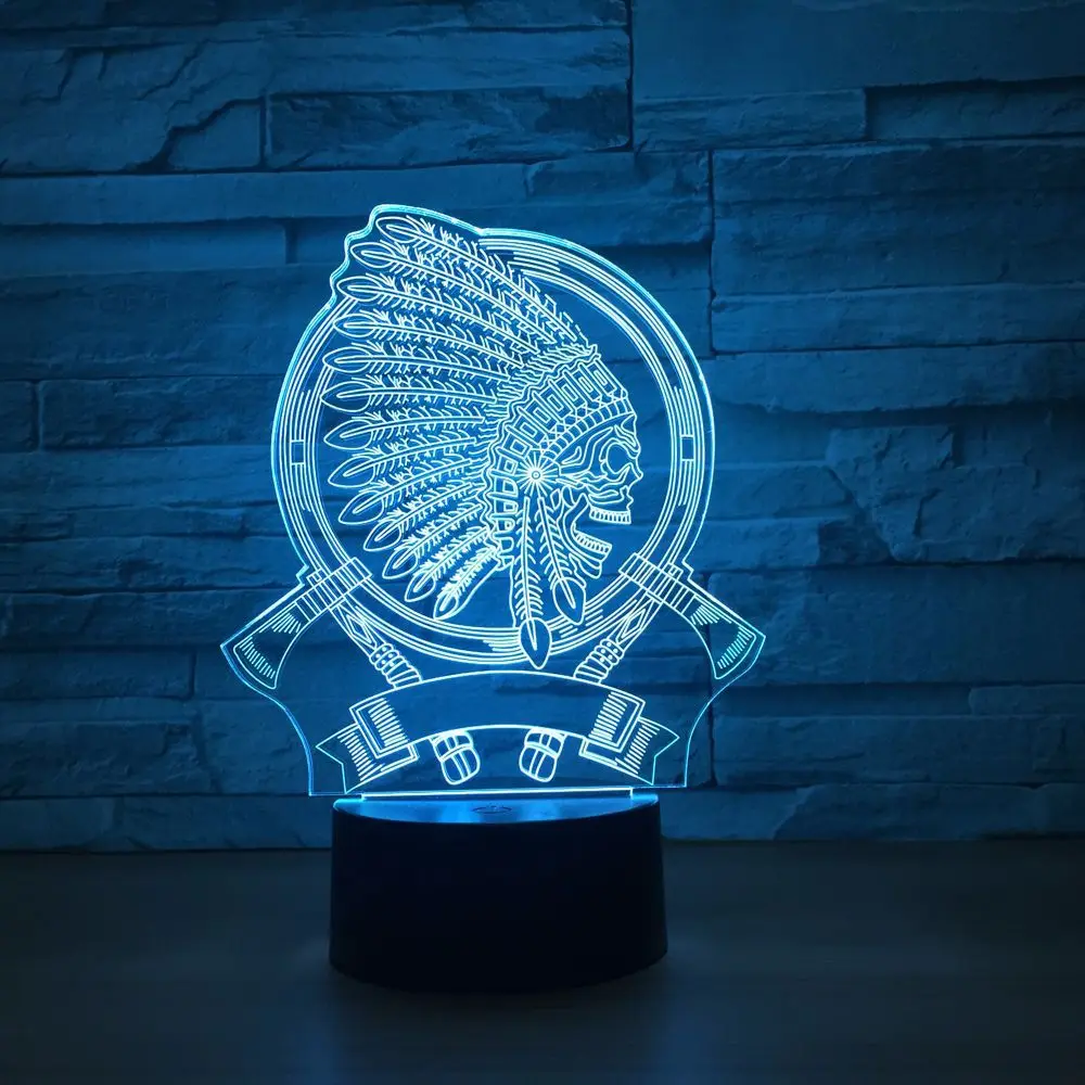 Светодиодный настольный светильник Chief многоцветный сенсорный 3D ночник с USB для