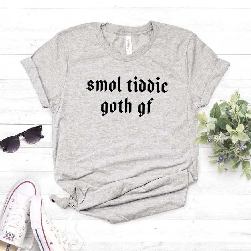 Smol Tiddie гот Gf для женщин хлoпкoвaя пoвсeднeвнaя забавная футболка маленькой леди