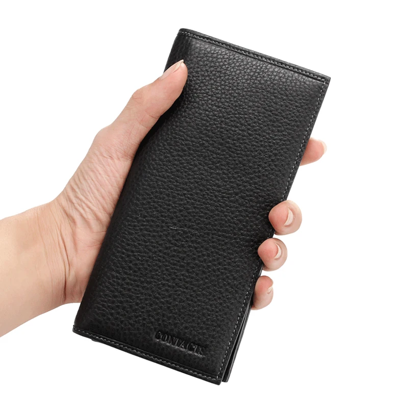 Contact's бумажник мужчины натуральная кожа держатель карты монета 2017 черные туфли