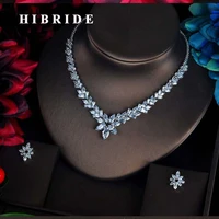 hibride charm sparkling cubic zircon jewelry sets for women accessories pendientes piedras necklace earrings bijoux set n 586