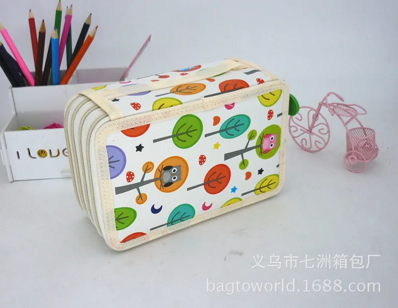 4 Layers 72 Holes Милый пенал Чехол Kawaii мультяшная сумка для ручек 32/52/72 Отверстия штраф Карандаш Чехол большой ящик для мальчиков и девочек, школьные принадлежности - Цвет: 4 Layers 72 Holes