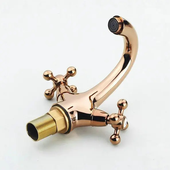 Free shipping High grade Rose Gold Finish double handle brass basin faucet tap mixer torneiras vintage water together HJ-863E cu |