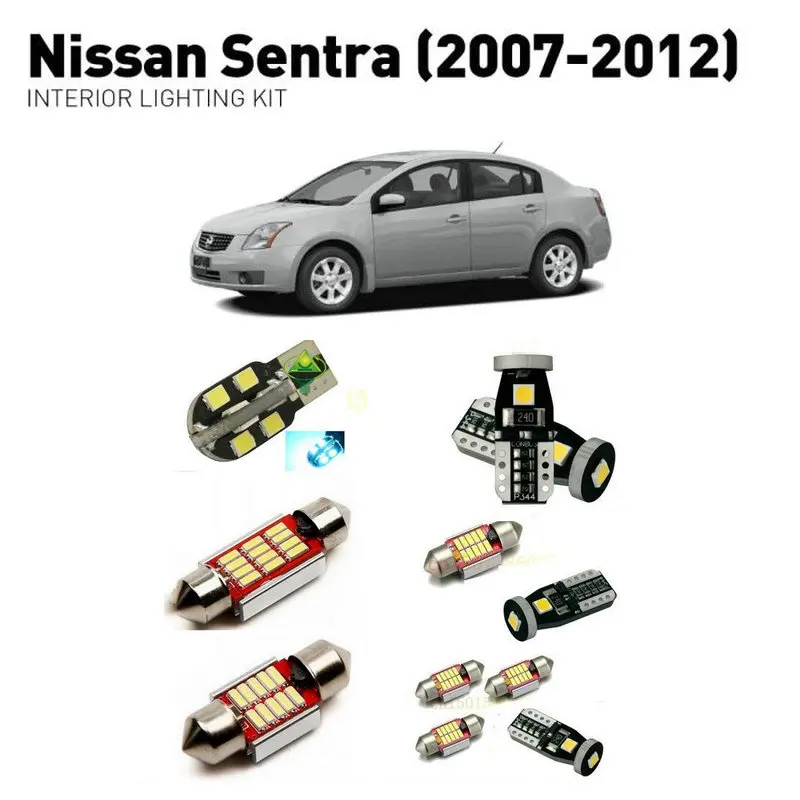 Светодиодные внутренние фары для Nissan sentra 2007 2012 10 шт. светодиодные автомобилей