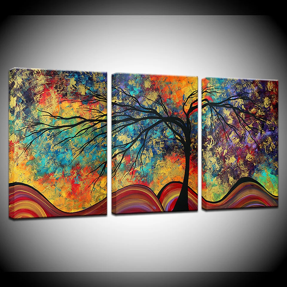 

Modern Canvas Painting Frame HD Printed Wall Art Pictures 5 Pieces Abstract Colorful Tree Poster For Living Room Home Decoration