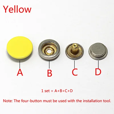 Yellow Meetee 30sets 12/15/17/20mm Pure Copper Sanp Button Down Jacket Invisible Button DIY Clothing Sewing Scrapbooking Accessories - Цвет: Yellow